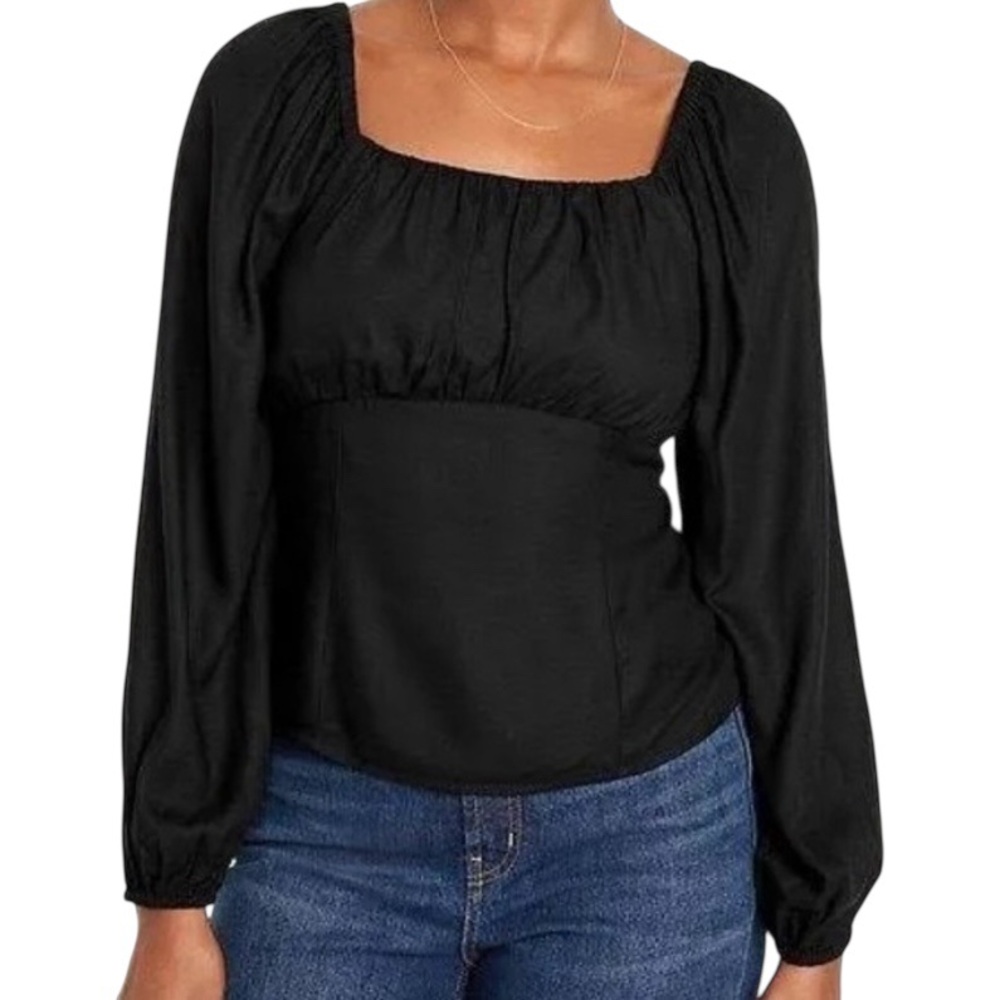 Babydoll Milkmaid Top XL Cottagecore Western Peasant Boho Square-Neck Old Navy